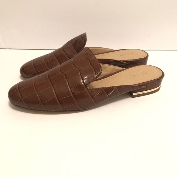MICHAEL KORS VC17D NATASHA SLIDE LEATHER MAHOGANY BROWN CROC LOAFERS SIZE 6M - Picture 3 of 7